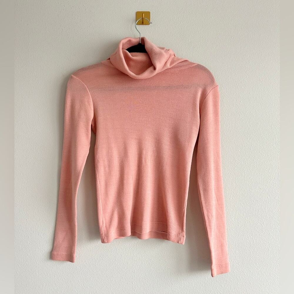 Vintage 60s Sheridan Wool Blend Turtleneck Sweater – Blush Pink – Size S